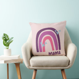 Almofada Mama personalizada boêmica rosa-púrpura do arco-ír