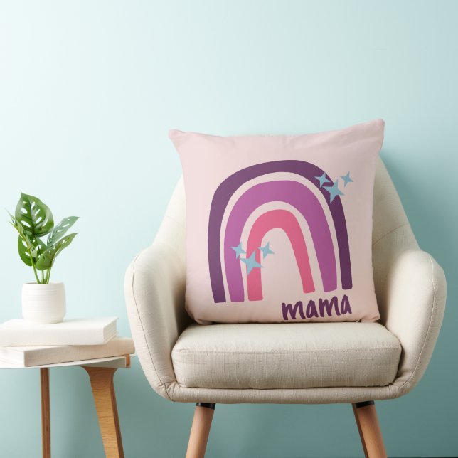 Almofada Mama personalizada boêmica rosa-púrpura do arco-ír (Cadeira)