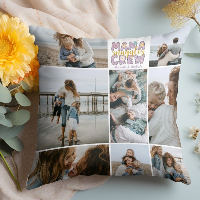 Almofada Mama Snuggle Crew Floral 8 Photo Collage (Criador carregado)