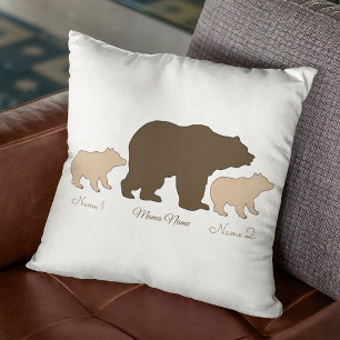 Almofada Mama Urso Personalizada Com 2 Nomes de Filhos Pres