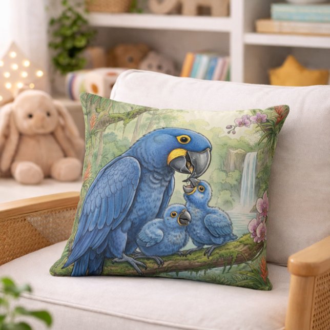 Almofada Mamãe Arara Fofa e Filhotes Animais da Selva  (Criador carregado)