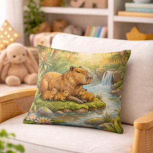 Almofada Mamãe Capivara Fofa e Bebês Animais da Selva