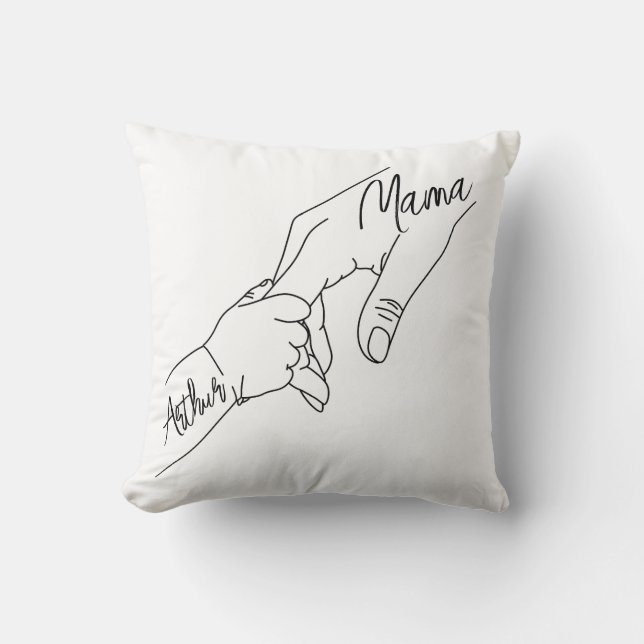 Almofada Mamãe Customizada e Crianças Segurando as Mãos per (Frente)