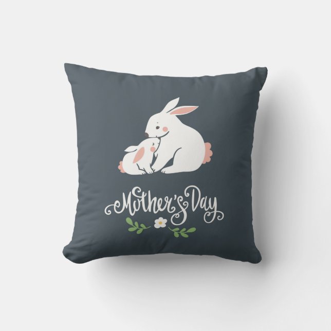 Almofada Mamãe e Bebê Coelho Fofo Dia das Mães (Frente)