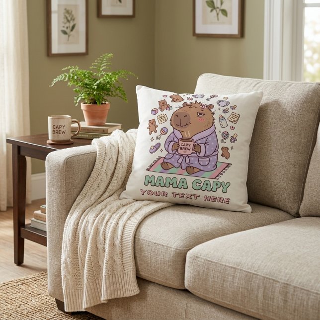 Almofada Mamãe Engraçada Capivara Presente do Dia das Mães  (Criador carregado)
