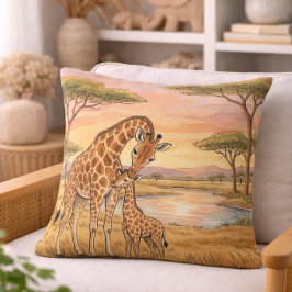 Almofada Mamãe Girafa E Filhote Animais De Safari