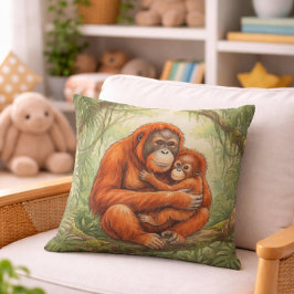 Almofada Mamãe Orangotango Fofa e Animais da Selva Bebê