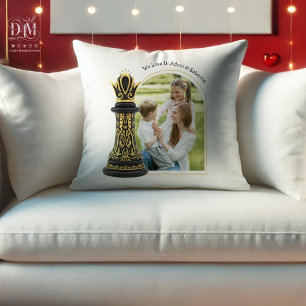 Almofada MAMÃE Rainha da minha vida, Roteiro Dourado Xadrez