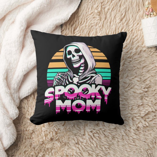 Almofada Mamãe Spooky: Esqueleto Vaporwave no Halloween Mam (Cobertor)