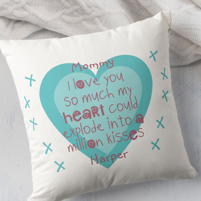 Almofada Mamães Que Te Amo Tanto... Coração e Beijos Branco (Criador carregado)