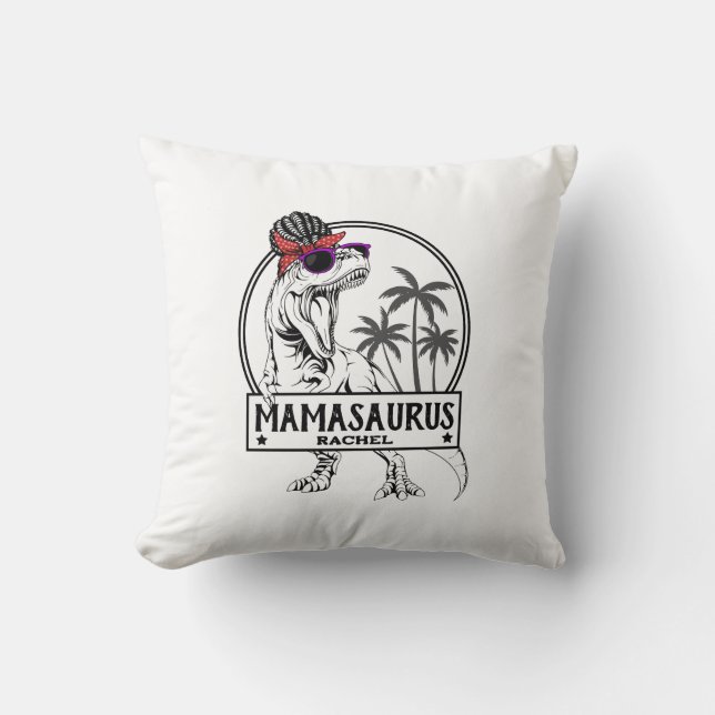 Almofada Mamasaurus Mãe T rex Dino Engraçado Nome Personali (Frente)