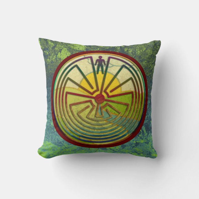 Almofada MAN IN the MAZE paisagem em um quadro de grunge (Frente)