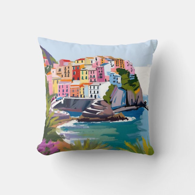 Almofada Manarola Cinque Terre Liguria Itália Mediterrâneo (Frente)