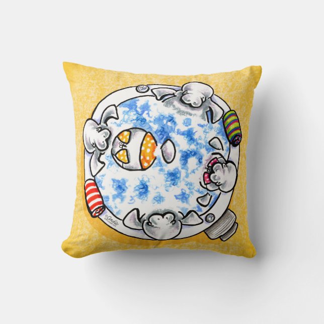 Almofada Manateia Hot Tub Divertido Off-Leash Art™ (Frente)