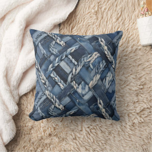 Almofada Mancha Escura De Denim E Braids