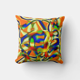 Almofada Manchas coloridas em faixas beges esverdeadas curv