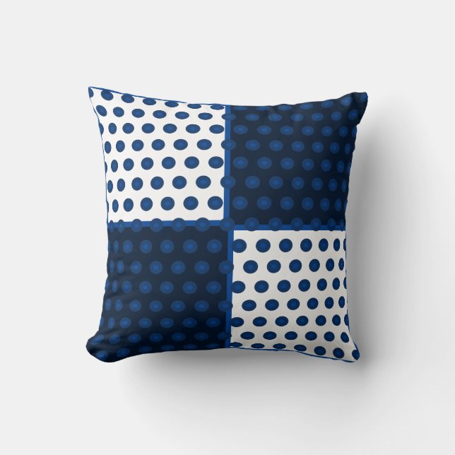 Almofada Manchas de azuis índigo em azul e branco (Frente)