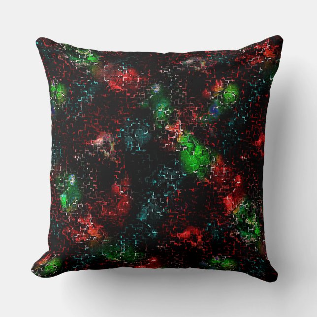 Almofada Manchas de cor embaçadas sob traços escuros e mosa (Frente)