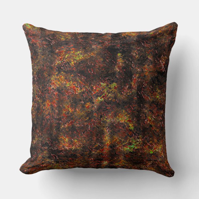 Almofada Manchas maciças e castanho esfolado num verde-ment (Frente)