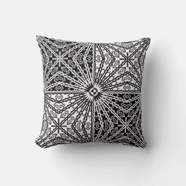 Almofada Mandala 2 Espelho Preto e Branco (Frente)