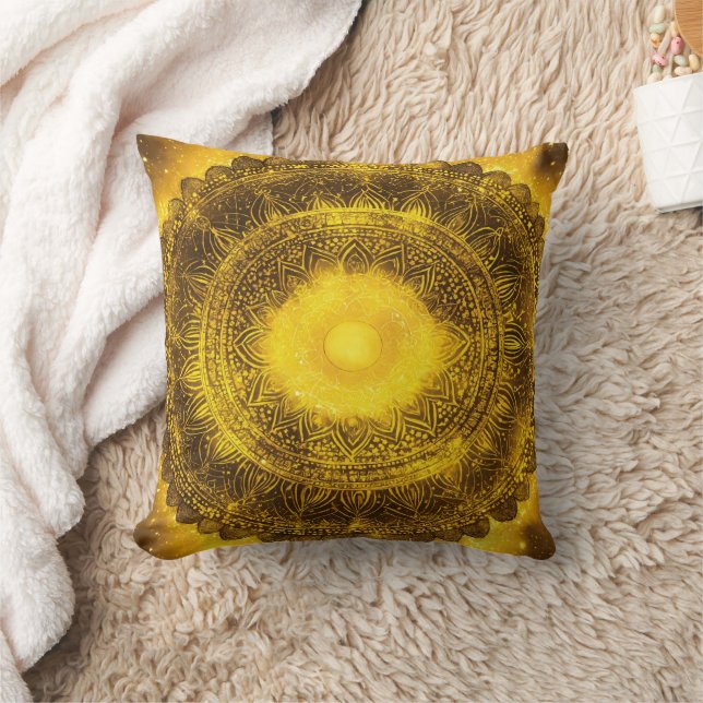 Almofada Mandala Amarelo do Chakra do Plexo Solar (Cobertor)