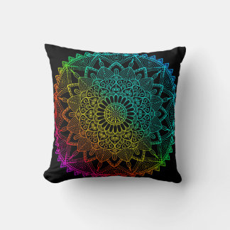 Almofada Mandala Arco-íris Preto