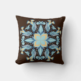 Almofada Mandala Bloom Pillow in Chocolate Brown