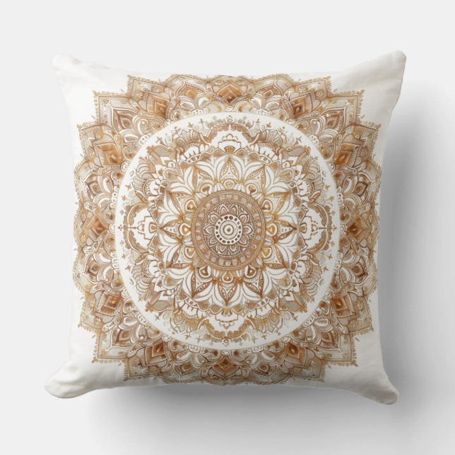 Almofada Mandala boho chic doré pour déco zen ✨ (Frente)