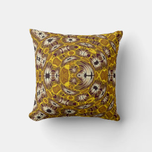 Almofada Mandala Boho Padrão Floral Dourado