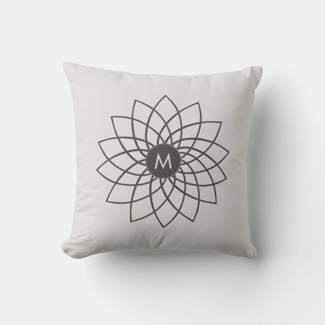 Almofada Mandala Cinza em Cor de Poeira de Prata (Frente)