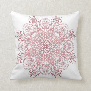 Almofada Mandala. coral floral étnico