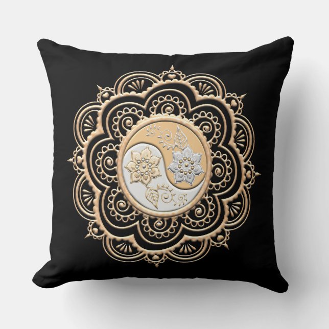 Almofada Mandala de Ouro & Prata (Frente)