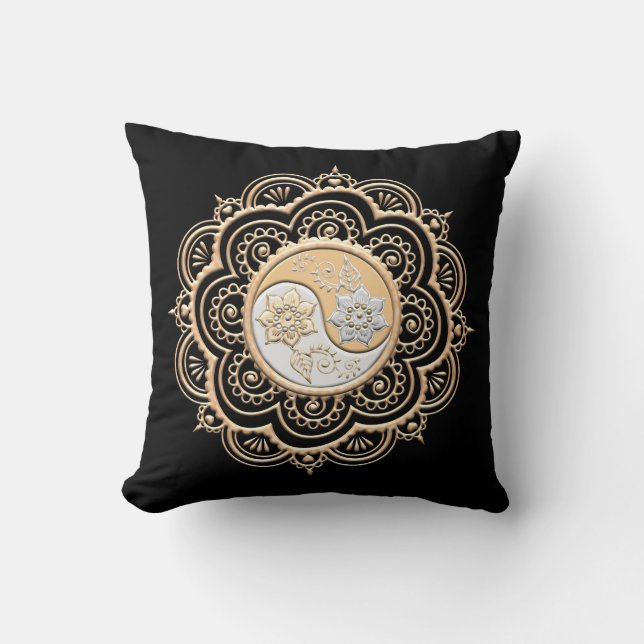Almofada Mandala de Ouro & Prata (Frente)
