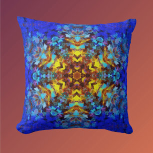Almofada Mandala digital amarelo e azul