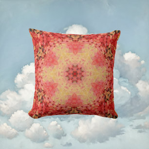 Almofada Mandala digital amarelo, rosa e vermelho