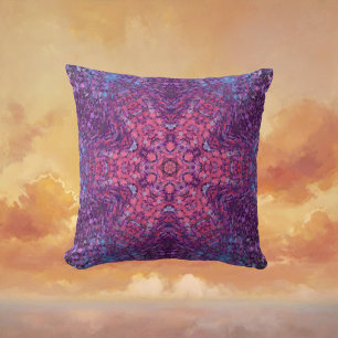Almofada Mandala digital rosa púrpura e azul