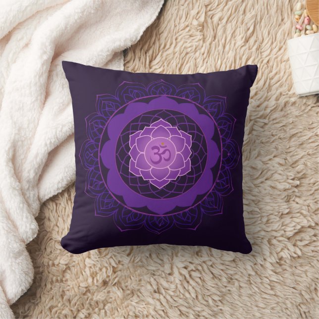 Almofada Mandala do Chakra da Coroa - Sahasrara Com Om (Cobertor)