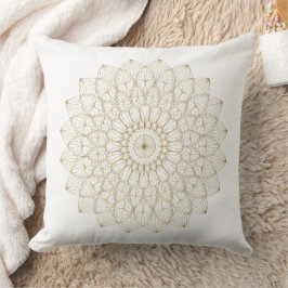 Almofada Mandala Dourada Elegante – Grande Digital Circular