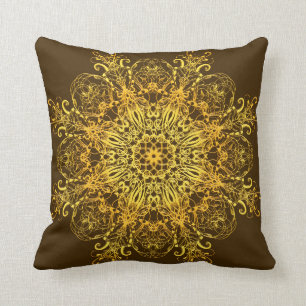 Almofada Mandala. dourado étnico
