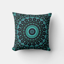 Almofada Mandala Floral Turquesa Escura