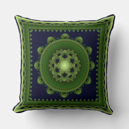 Almofada Mandala fractal esplêndida verde