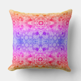 Almofada Mandala Kaleidoscópica em Azul, Amarelo e Rosa