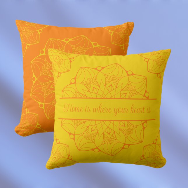 Almofada Mandala Laranja e Amarelo Personalizado (Criador carregado)