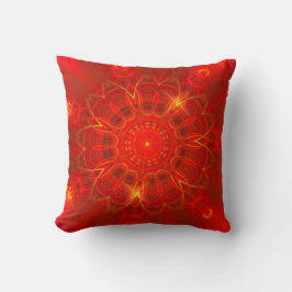 Almofada Mandala Linhas Finas Cores Quentes Fundo Vermelho