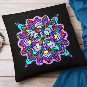 Almofada Mandala Mística Roxo e Negra