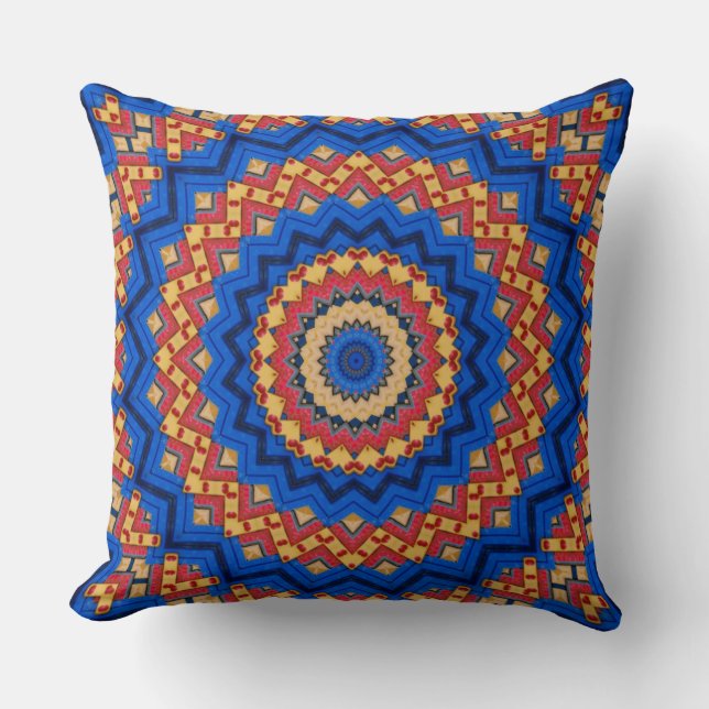 Almofada Mandala orange blue lumbar pillow (Frente)