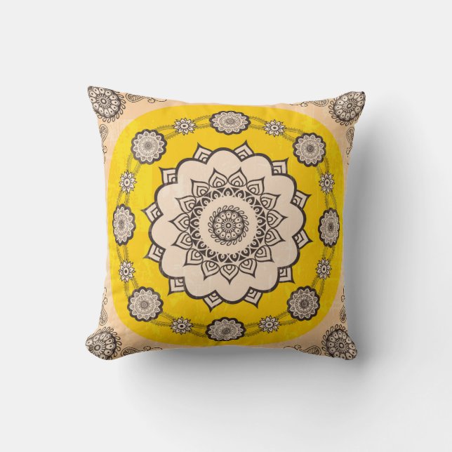 Almofada Mandala Ornamental: Design de Estilo Étnico. (Frente)