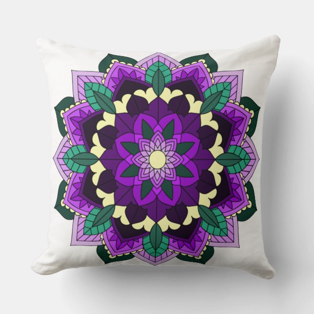 Almofada Mandala Padrão 02 em roxo (Frente)
