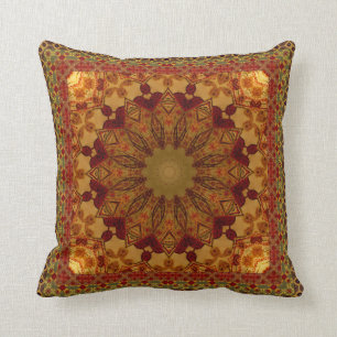 Almofada Mandala quadro Textured da oxidação e do ouro