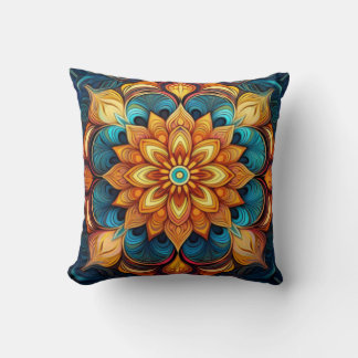 Almofada Mandala Radiante com Padrões Inspirados em Floral